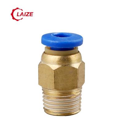 China Connect plastic and brass connector pipes PC in a straight threaded way by pipe contact and pneumatic fitting for sale