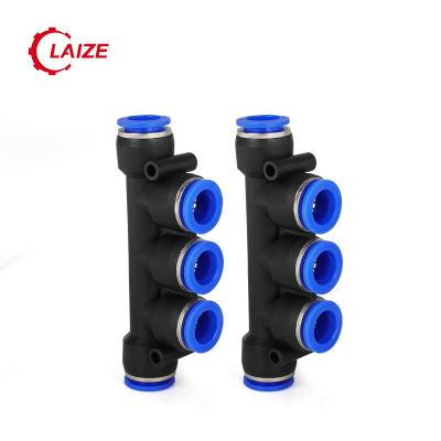 China Connect Pipes Triple PK One Touch Five-Way Plastic Union Pipe Connector And Pneumatic Fitting for sale