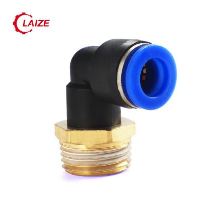 China Connect Pipes PL One Touch Threaded Elbow Brass And Plastic Pipe And Pneumatic Connector Fitting for sale