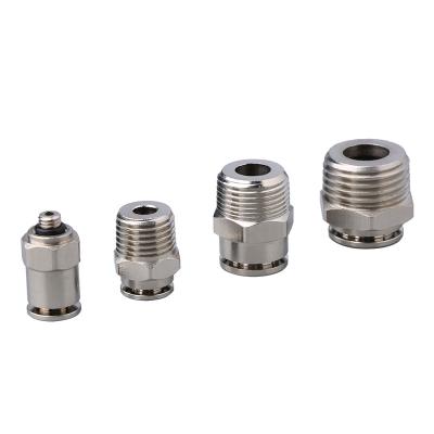 China Connect Pipes PCT Threaded Male Straight Pneumatic Fitting for sale