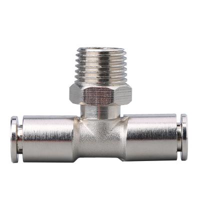 China Connect Pipes PBT Threaded Male Branch Tee Pneumatic Fitting for sale