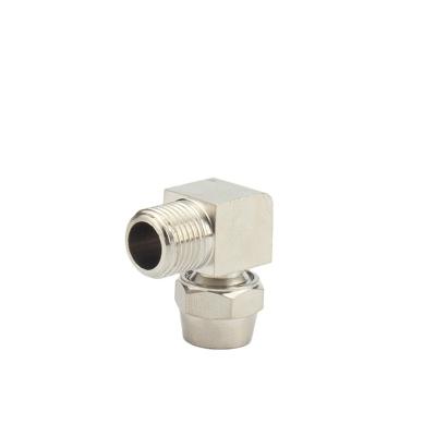 China Brass Quick Twist Right Angle Threaded Pneumatic Elbow Nickel Fitting Equal for sale