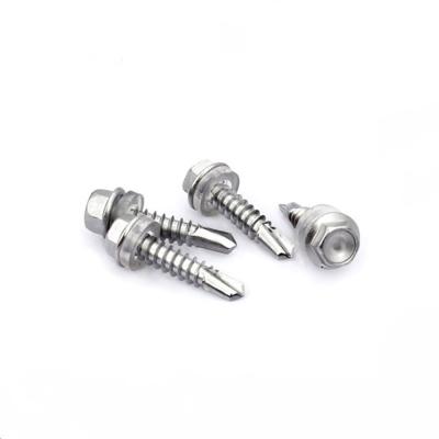 China Hot Selling HEX 304 Stainless Steel Self Seal Hex Thread Head Drilling Screw High Quality Locking Screws for sale