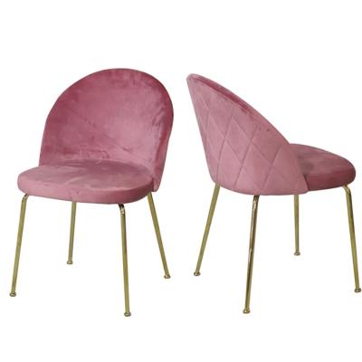 China Modern Wholesale Blue Pink Velvet Upholstered Side Chairs With Soft Velvet Seat Back Dining Chairs for sale