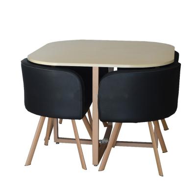 China Modern Dining Set Round Wooden MDF Table and 4 Leg Plastic Chairs Dining Table Set for sale