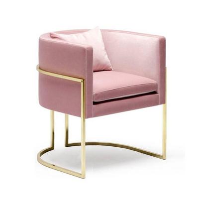 China Nordic Red Card Seat Gold Wrought Iron Sofa Chair Clothing Store Office Sales Service Beauty Nail Eco-friendly Single Chair for sale