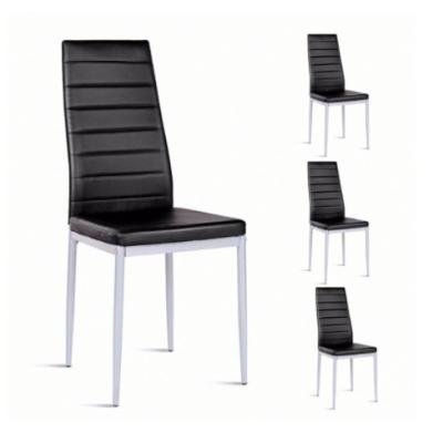 China Modern High Quality White Leather Chromed Leg Dining Chair For Home Furniture for sale