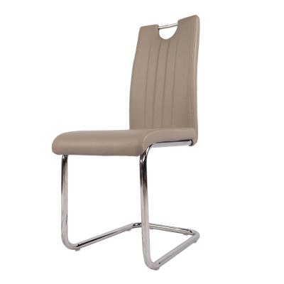 China Free Sample Other Home Furniture Modern Design Leather Dining Chair With Chromed Metal Legs for sale