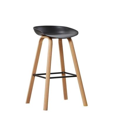 China Knock Down Simple And Exquisite Design Durable Tall Black Wooden Bar Stool Counter For Store for sale