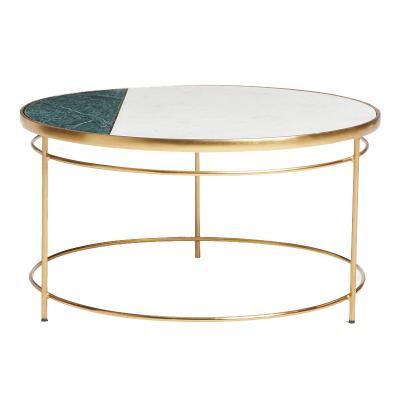 China Modern Multifunctional Double Glazed Round Marble Coffee Table Rose Gold Furniture for sale