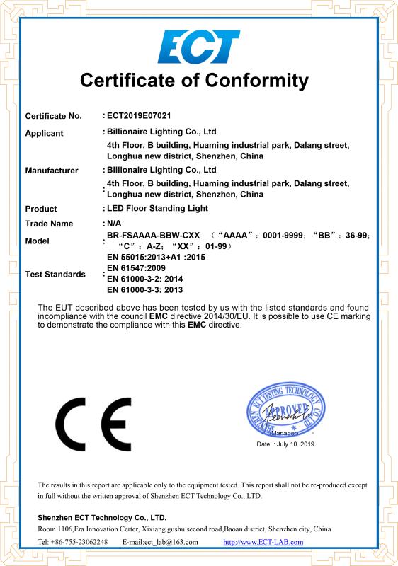 CE - Billionaire Lighting Co., Ltd.