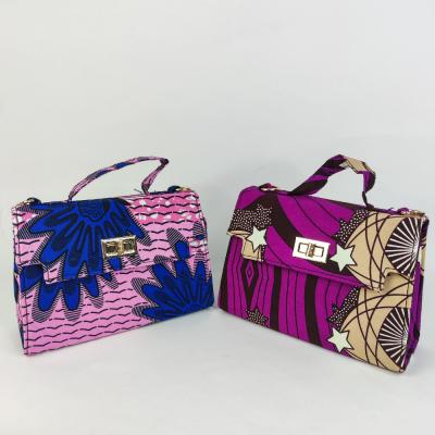 China Hot Sale High Quality Shenbolen Strip Customized Good Quality African Style Wax Fabric Printing Women Handbags for sale