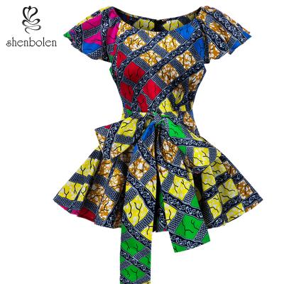 China Daily Life Summer Women African Clothing Women Tops Print African Dress Pattern Fabric Wax Short Sleeve Top for sale