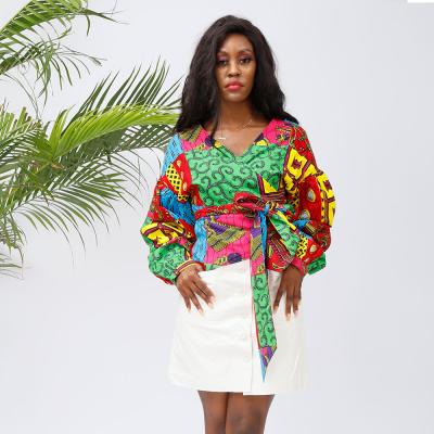 China 2021 Hot Selling African Cotton Kitenge Traditional Woman Design Skirt Top Top For Women for sale