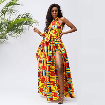 China Anti-Static African Dress For Plus Size Maxi Slim Tailored Yellow Ankara Dress Gown African 2020 for sale