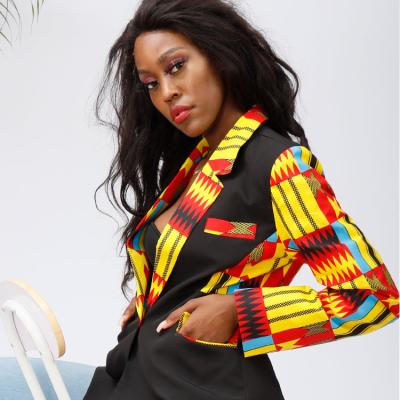 China African Lady Jacket Stylish Wearings Wax Fabric Woman Waterproof Elegant Casual Suit Jacket for sale