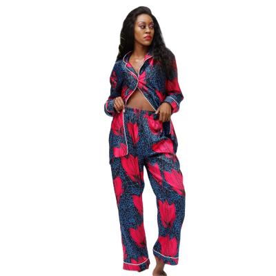 China Factory Wholesale QUICK DRY Two Piece Woman African Long Sleeve Sleepwear Digital Printing Pajamas for sale