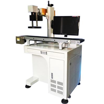 China VISION SYSTEM CCD Camera Visual Positioning Fiber Laser Auto Feeding Marking Machine With Belt for sale