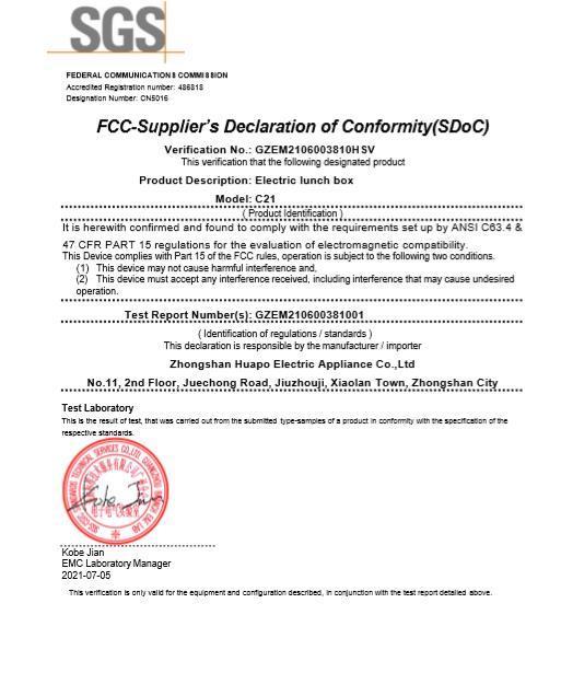 FCC - Zhongshan Polans Electric Appliance Co., Ltd.