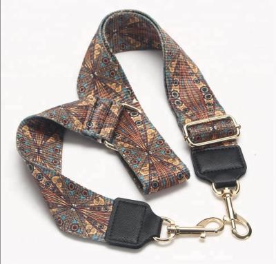 China Detachable leather shoudler strap 5cm wide cotton fabric leather belt strap for bag for sale