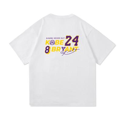 China 24 T-shirt Anti-wrinkle Kobe big back printing men's sports short sleeve cotton loose for sale