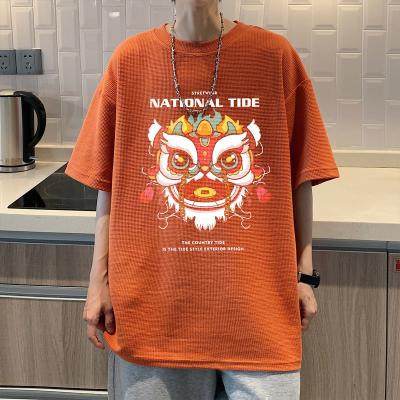 China assets led by the fear of Anti-wrinkle! 2022 Summer Men's Waffle Short Sleeve Couple Neutral Half Sleeve T-Shirt for sale