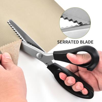 China Professional Universal Cut Stainless Steel Home Art Sewing Serrated Blades Scissors For Cloth Fabric Scissors Work Scissors for sale