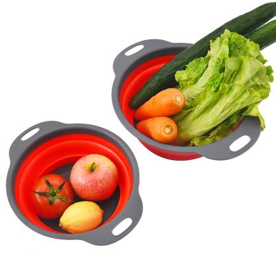 China Kitchen Viable Washing Basket Plastic Collapsible Sieve For Vegetable Silicone Over Sink Collapsible Colander for sale