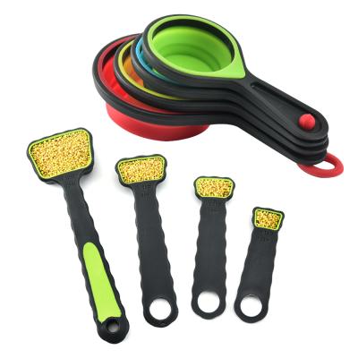 China Viable colorful food grade plastic and silicone measuring cup and spoon cucharas medidoras for sale