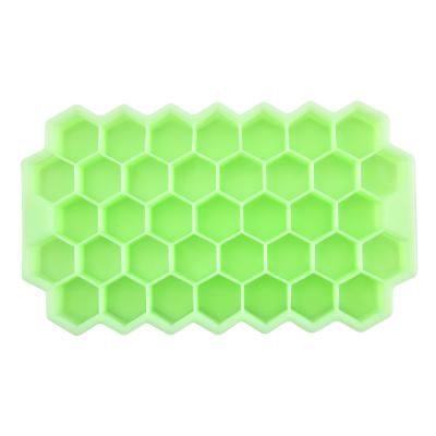 China 37 Cavity Honeycomb Food Grade Silicone Ice Maker Portable Reusable Viable Ice Cube Tray Box for sale