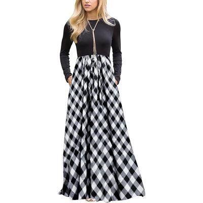 China Factory supply anti-static favorable price in women's running plaid elegant chiffon dress woman for sale