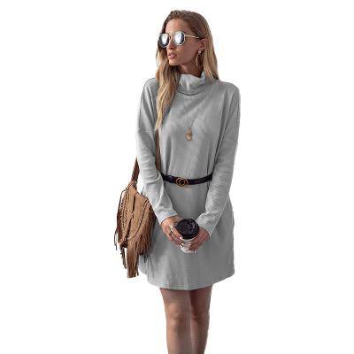 China Good Girl Professional Hot Selling Anti-Static Gray Loose Casual Dresses Women Homecoming for sale