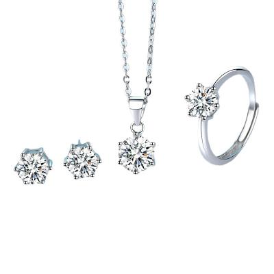 China CLASSIC Silver Sterling Silver CZ Diamond Cubic Zircon Jewelry 925 Sterling Silver Jewelry Set For Women for sale