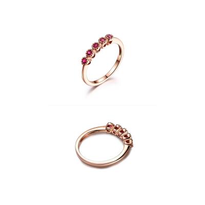 China Hot Sale High Quality Gold Plated Women Designer Jewelry Silver Style Synthetic Sapphire/Red Emerald Ring for sale