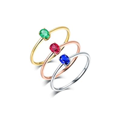 China High Quality Hot Selling Women Fashion Silver Designer Style Synthetic Sapphire /Ruby/ Emerald Ring Gold Plated Jewelry for sale