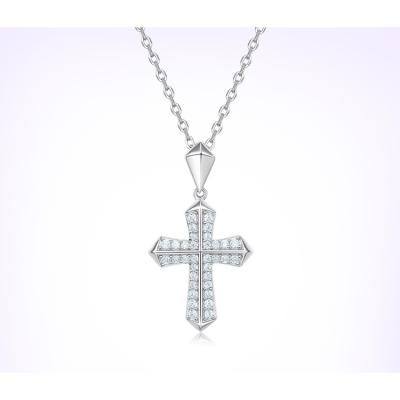 China High End Luxury High Quality Pave CZ Cross Religious Designer Women Jewelry Zircon Colored Stone Institut Style Necklace for sale