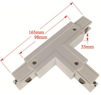 China For Architectural 3 Track Rail Loops T Connector Kits Accessories For 3 Circuits 4 Wire Led Track Light 3 Phase Track Rail Corner Connectors for sale