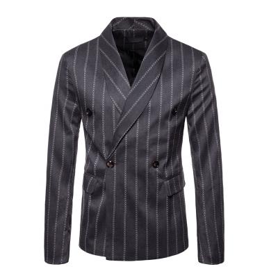 China Wholesale Anti-Shrink Striped Suits Men's Double Breasted Long Sleeve Jackets And Coats for sale