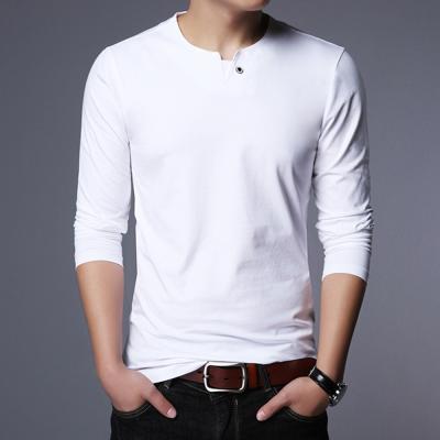 China High quality white anti-pilling long sleeve cotton t-shirt for men for sale