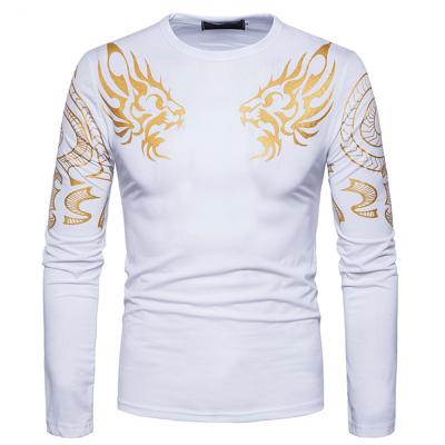 China Anti-pilling OEM Gold Stamp Printing Mens Long Sleeve T-Shirt for sale