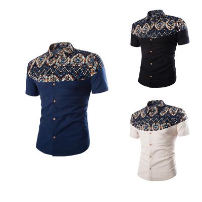 China 2019 Newest Mens Anti-pilling Short Sleeve African Floral Print Clothing Men's Shirts for sale