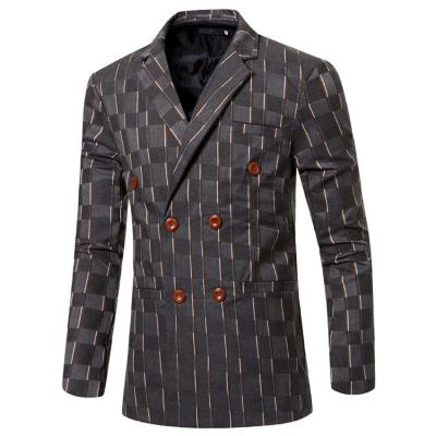 China Wholesale Anti-Shrink Jacket British Men's Double Breasted Suit Plaid Suit Dress Blazer for sale