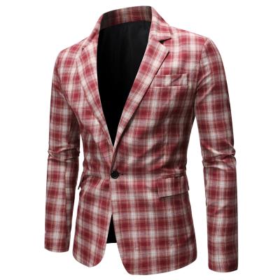 China Wholesale Anti-Shrink Plaid Casual Style Long Sleeve Men Suits Slim Fit Blazer for sale