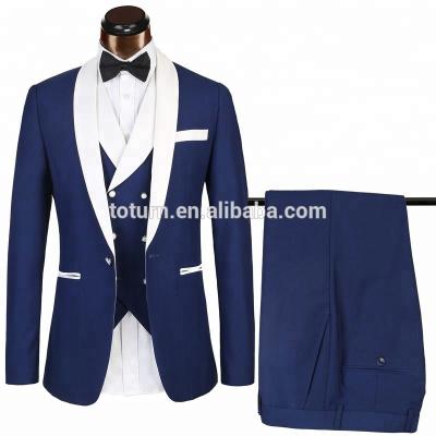 China OEM Anti-Shrink Men's Shawl Lapel 3 Pieces Tuxedo Wedding Suit Shawl Collar Evening Dresses for sale