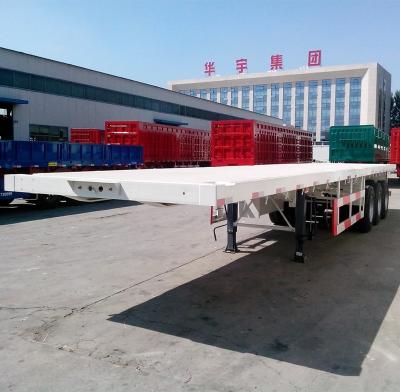 China Tri Axle Truck Trailer 40FT Flat Bed / Platform / Container Truck Semi Trailer for sale