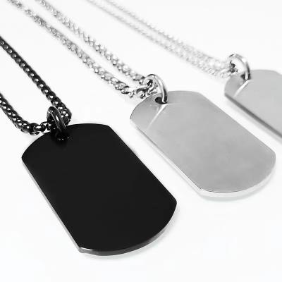 China Europe Customized Worker Commemorative Brand Army Necklace Veterans Bar Hip Hop Dangle Engraving Men's Titanium Steel Gift for sale