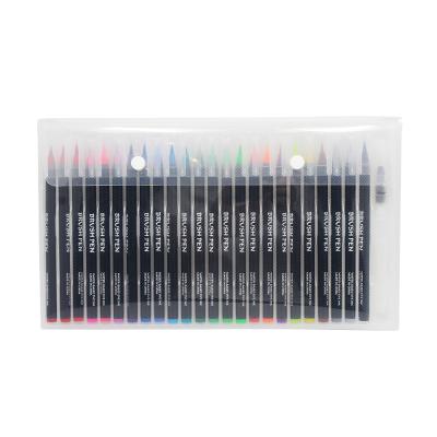 China Drawing 24 Colors Tilt Color Ink Watercolor Brush Art Markers Watercolor Soft Brush Water Based Pen for sale