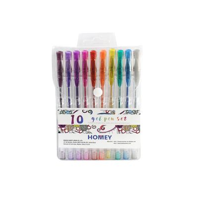 China Natural Neon Gel 10pcs Gel Color Glitter Pen Set / Multicolor Scented Pen for sale