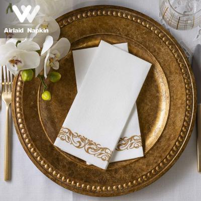 China Custom Winning Fold Printed White Disposable Hand Airlaid Tissue Napkins Cutlery For Wedding Bathroom Luxury Paper Towels for sale