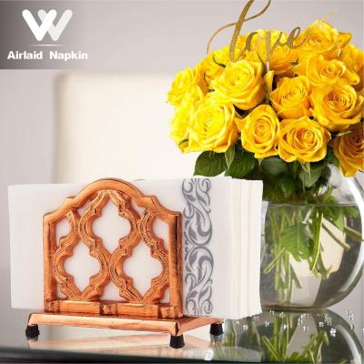 China Winner Printed 30*43cm 1/6 Times 55gsm Gold Silver Brick Red Color Customized Airlaid Napkin Decoupage Party With Logo Servietten for sale